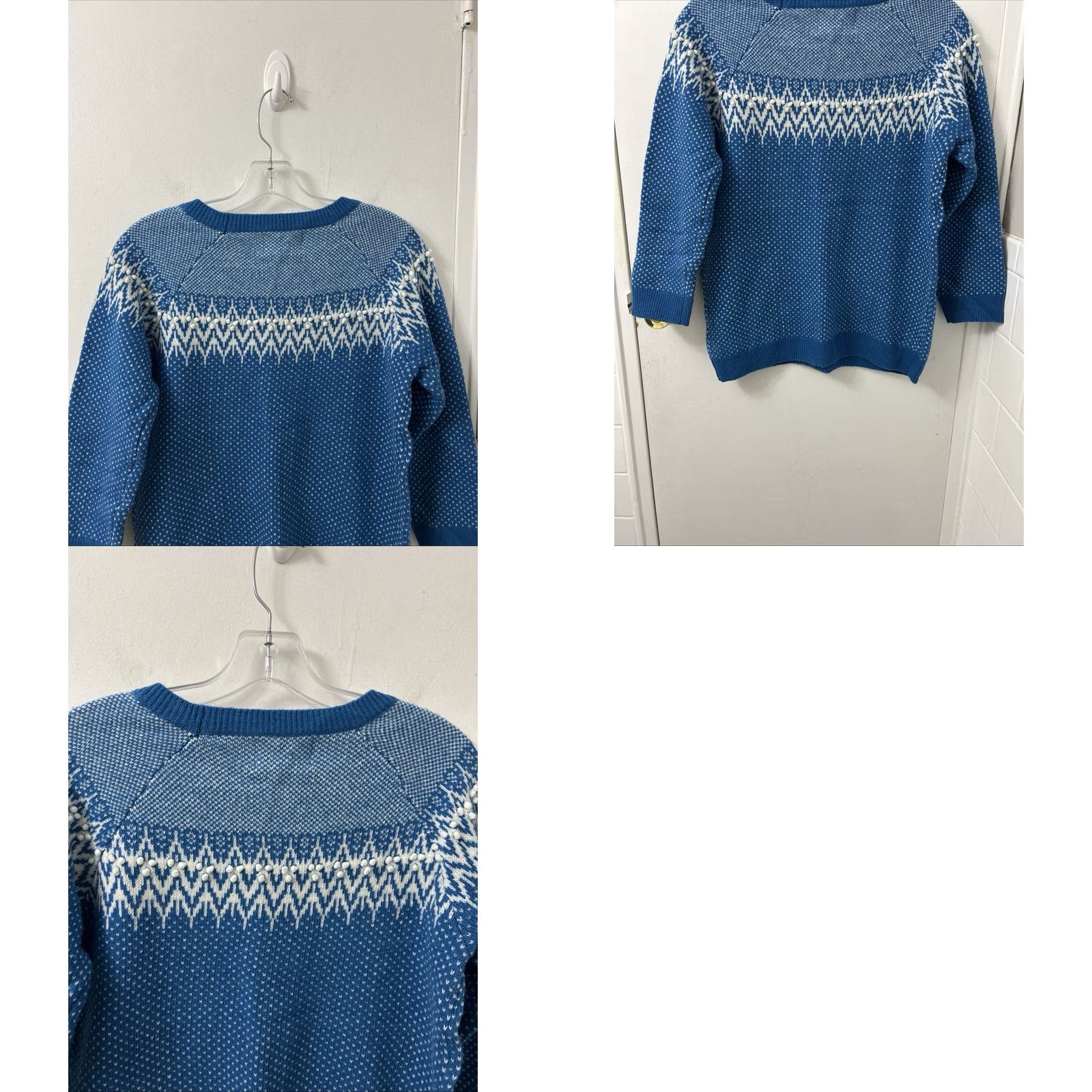 CO Telluride Clothing Co. Sweater Womens Large Blue Fair Isle Crew Neck Raglan Sleeve NWT Pullover Holiday Vintage-influenced Style Christmas Size L / US 10 / IT 46 - 8 Thumbnail