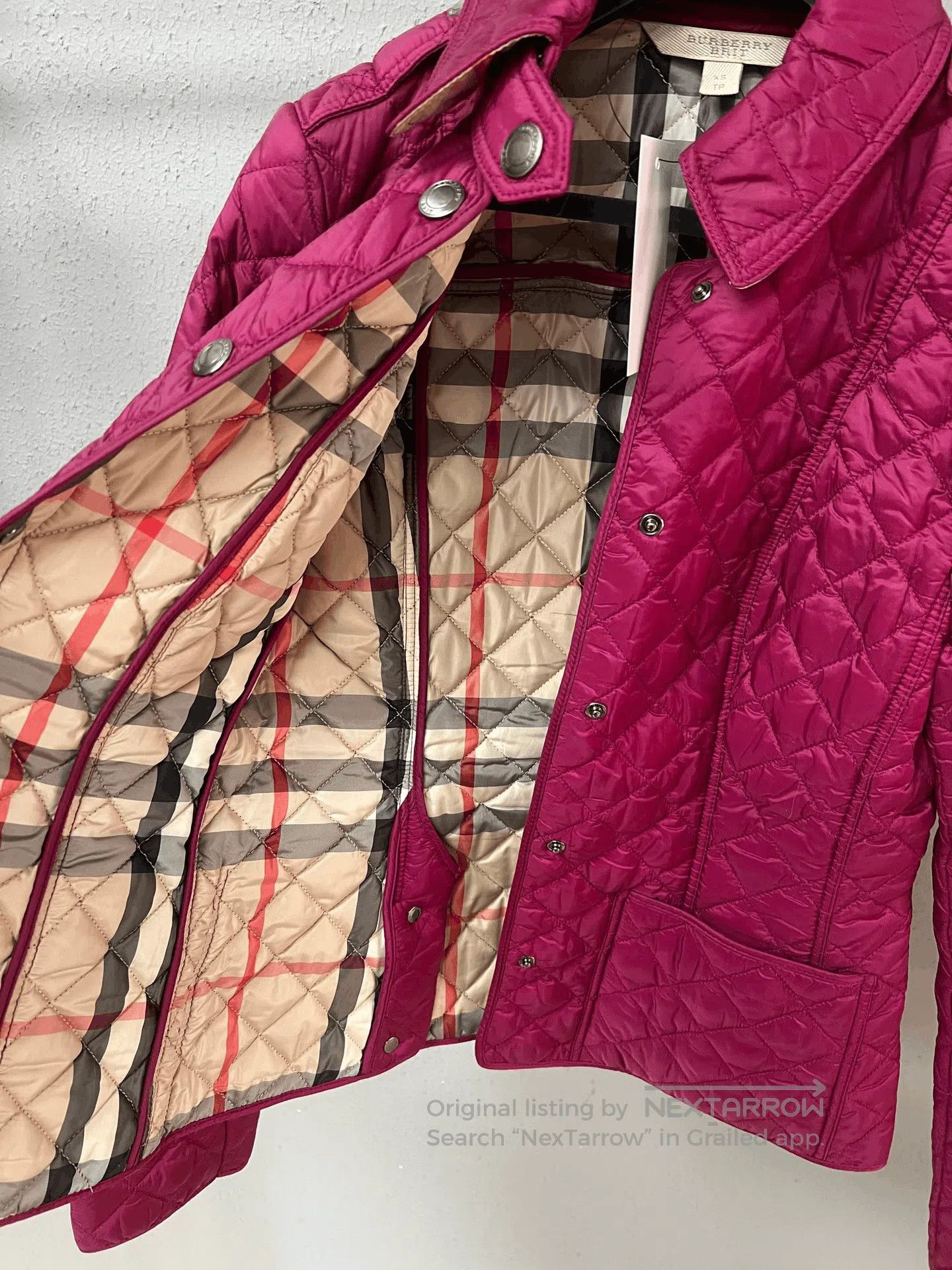 Burberry Burberry Pink Plaid Cotton Coat. Size XS / US 0-2 / IT 36-38 - 4 Thumbnail