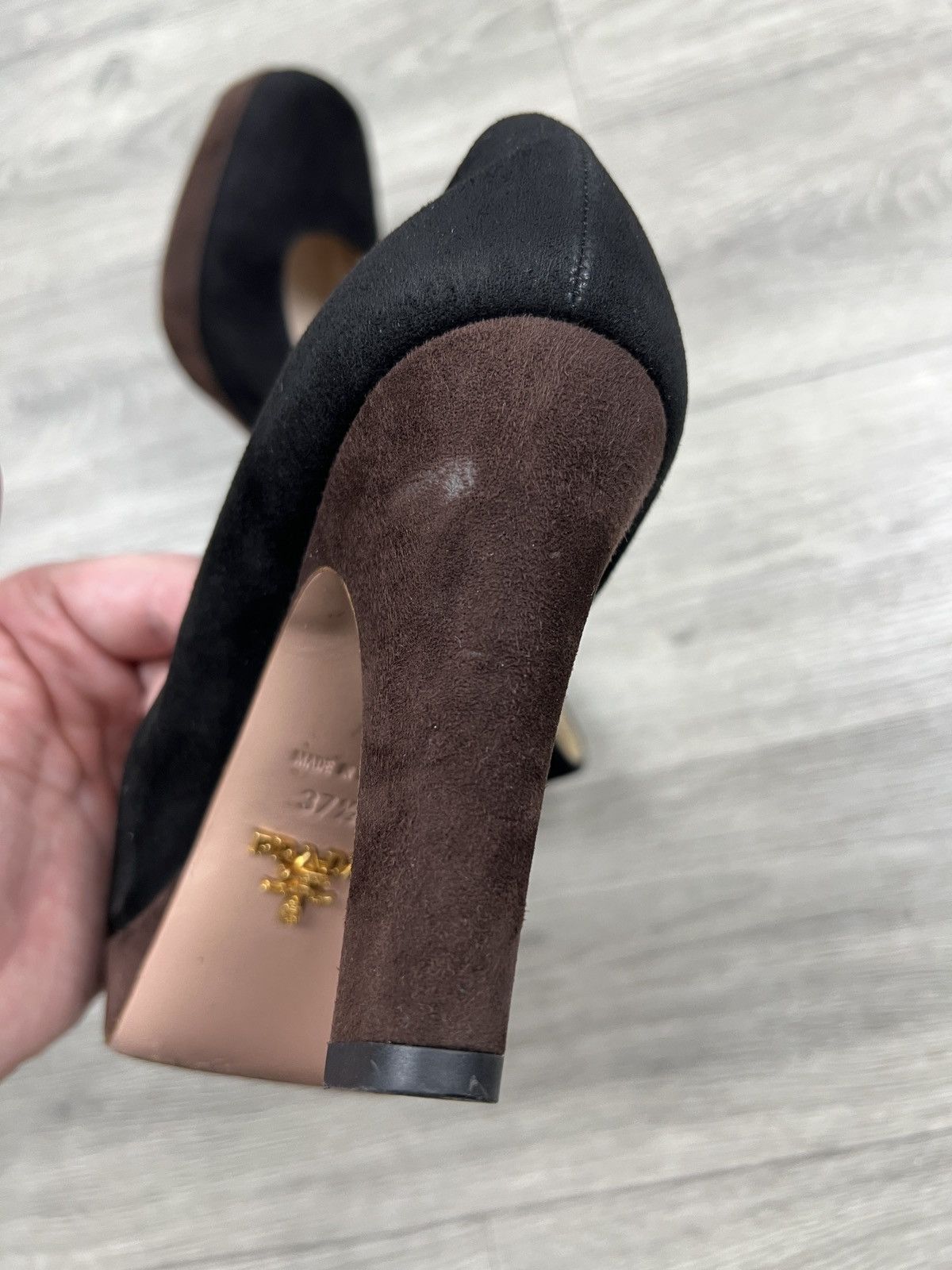 Prada Vintage Prada Suede Platform Heels – Two-Tone Brown & Black Size US 7.5 / IT 37.5 - 5 Thumbnail