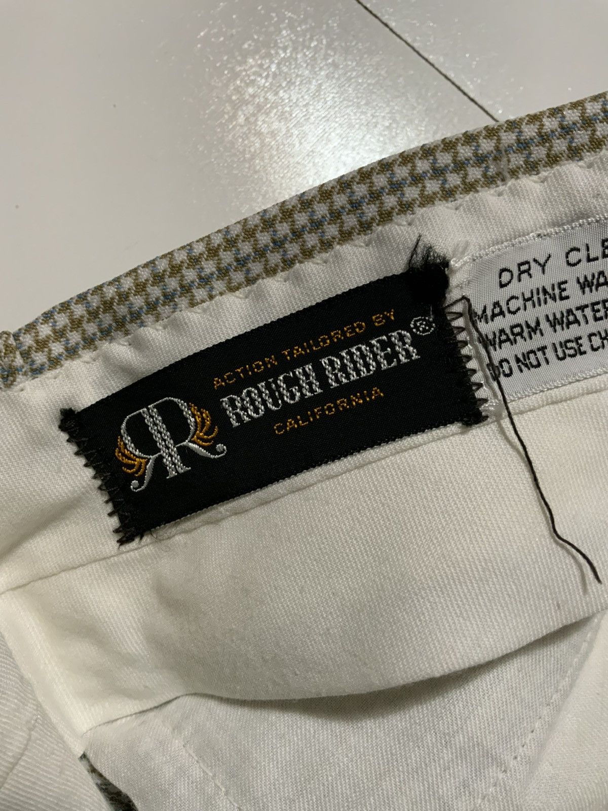Vintage 60s 70s Rough Rider Houndstooth Flare Disco Polyester Pants Size US 32 / EU 48 - 4 Thumbnail