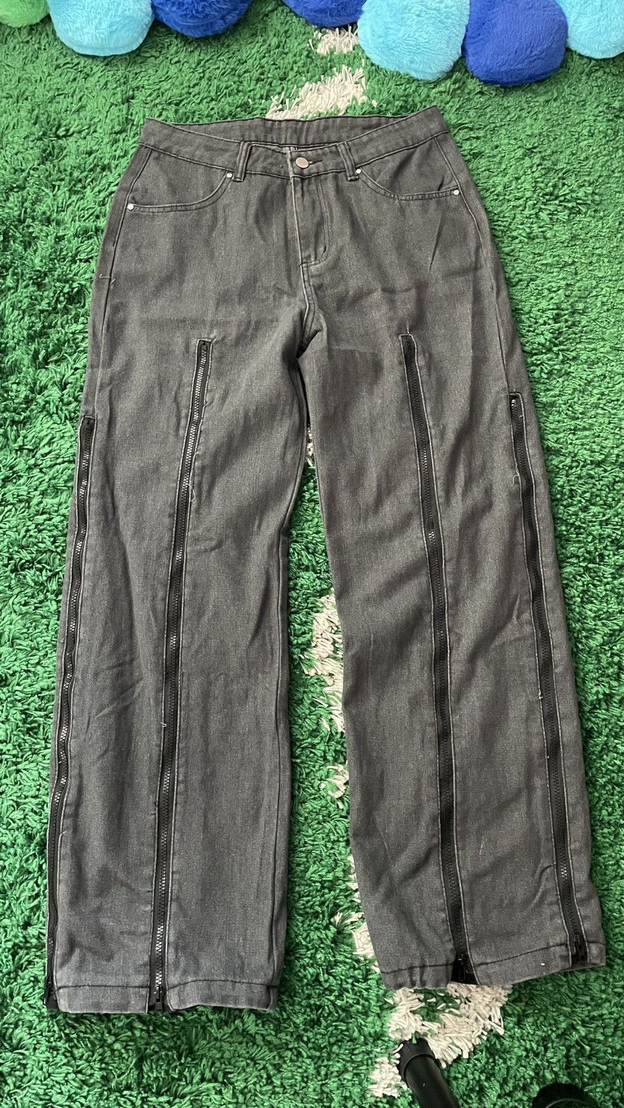 Vintage Flare baggy zipper jeans flared goth Size US 31 - 2 Thumbnail