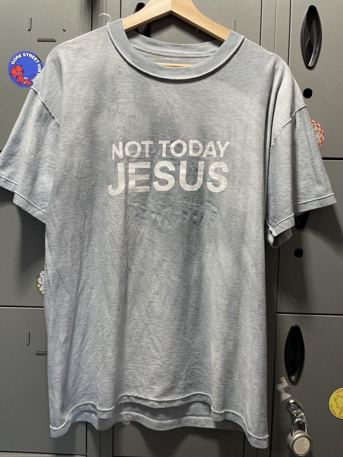 Vintage NOT TODAY JESUS Nike grey tag 90s inside out tee text art Size US L / EU 52-54 / 3 - 1 Thumbnail