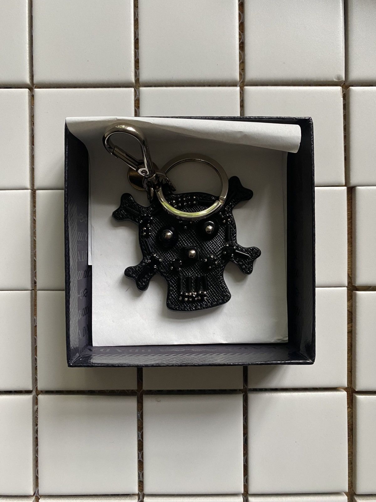 Prada Prada Skull Saffiano Leather Keychain Size ONE SIZE - 1 Thumbnail