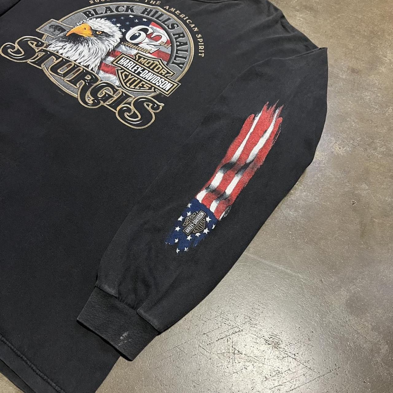 Harley Davidson Vintage Harley Davidson Flag Flame Long Sleeve Sturgis USA Size US XXL / EU 58 / 5 - 5 Thumbnail