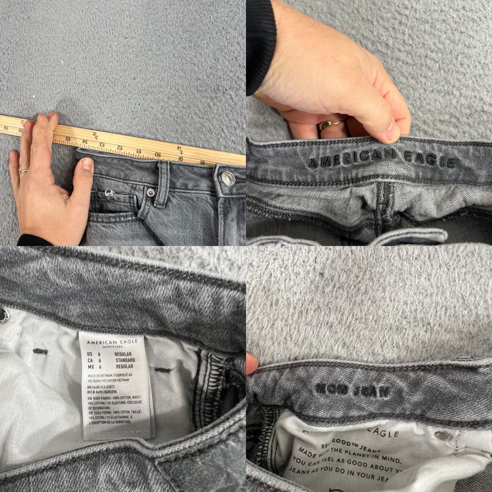 Vintage American Eagle Jeans Womens 6 Black Distressed High Rise Straight Leg Denim Size 28" / US 6 / IT 42 - 8 Thumbnail