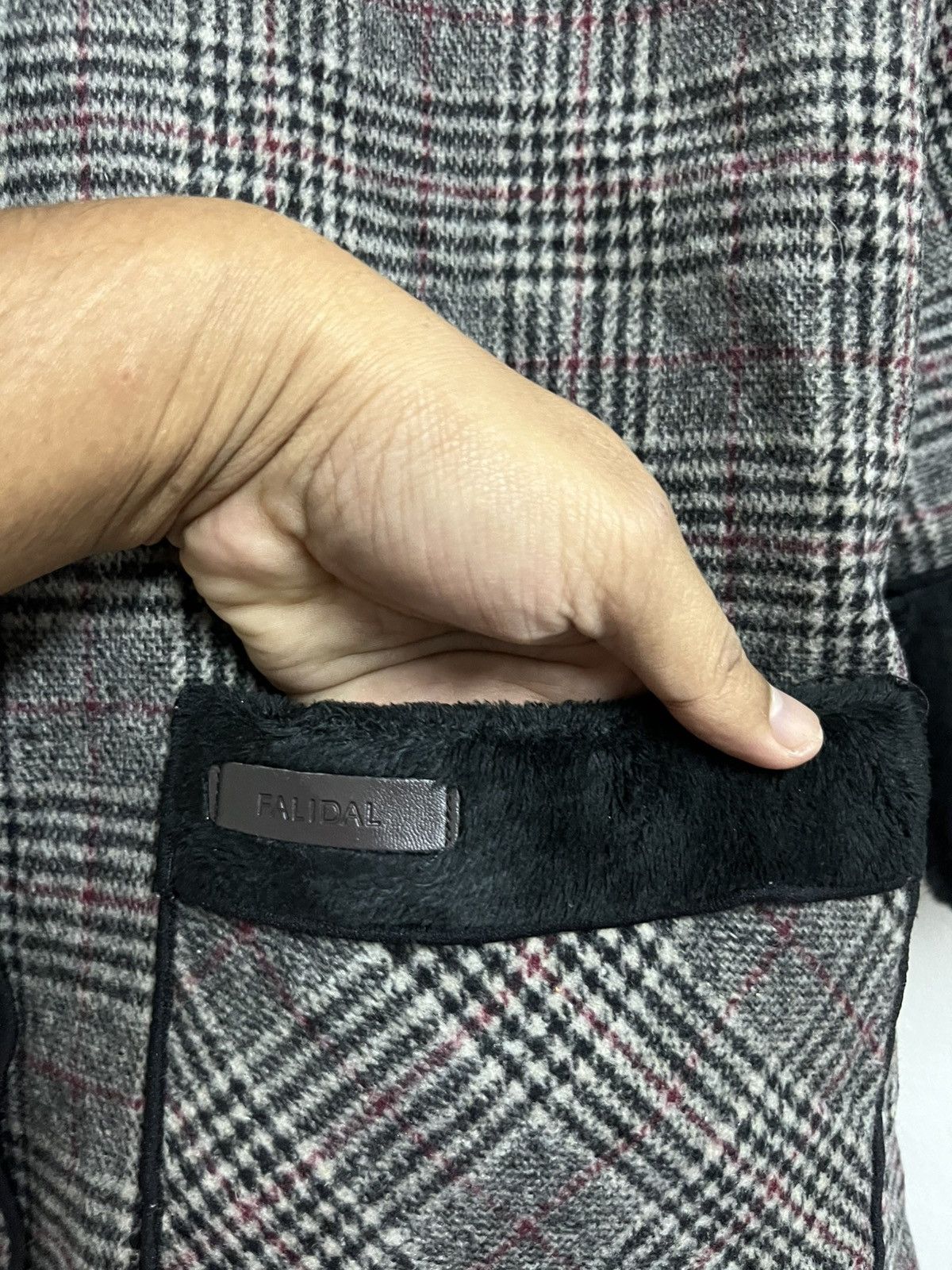Vintage 💥Grey Plaid Faux Fur FALIDAL I6W9 LGB Style Heavy Jackets Size M / US 6-8 / IT 42-44 - 4 Thumbnail
