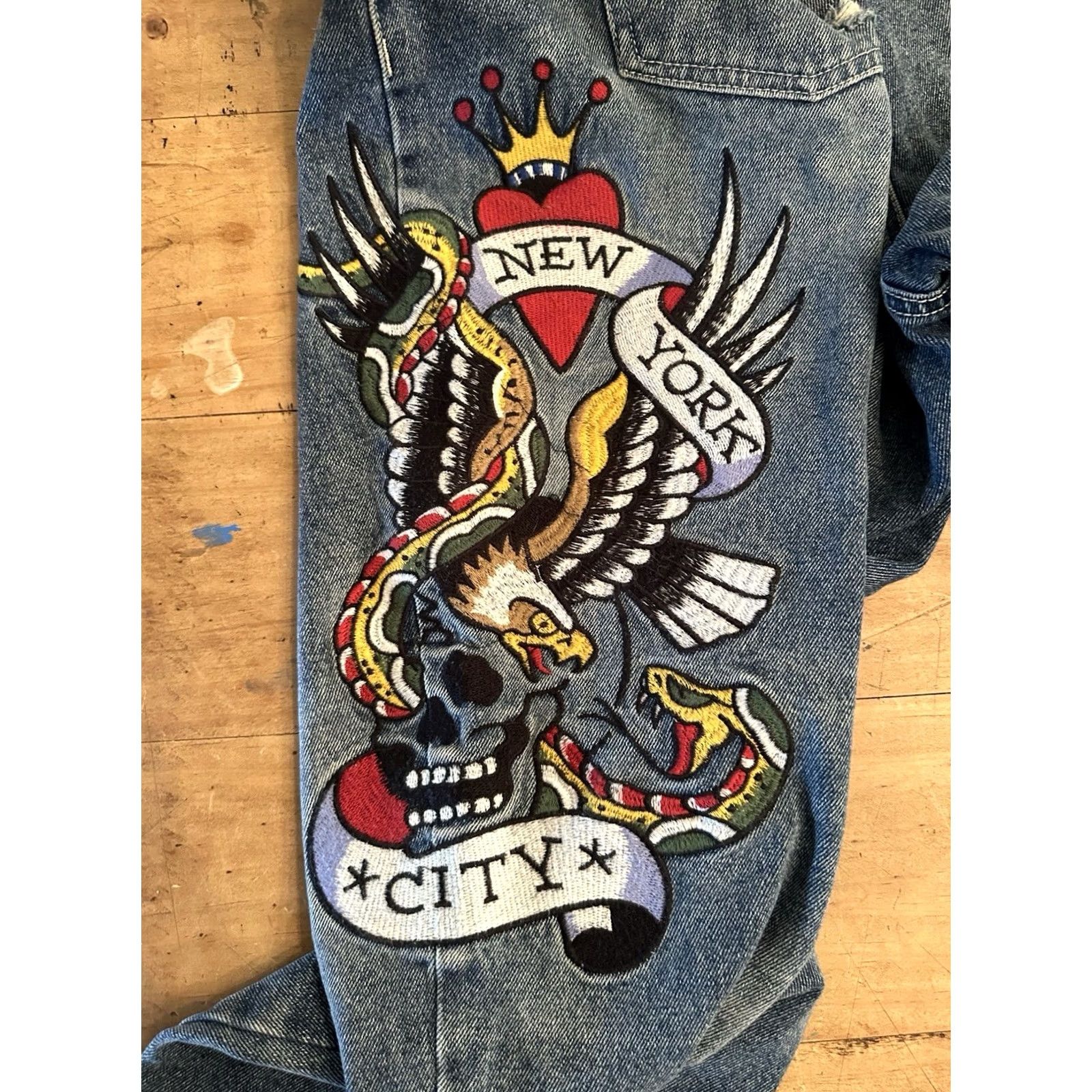 Ed Hardy Ed Hardy Embroidered New York City Eagle Straight Jeans Men’s Size 40 Blue Size US 40 / EU 56 - 5 Thumbnail