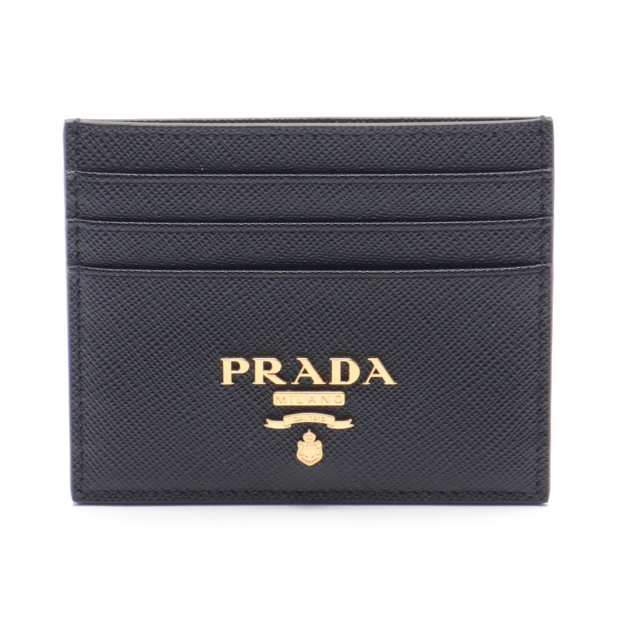 Prada Prada Saffiano Print Card Case Leather Black Size ONE SIZE - 1 Thumbnail