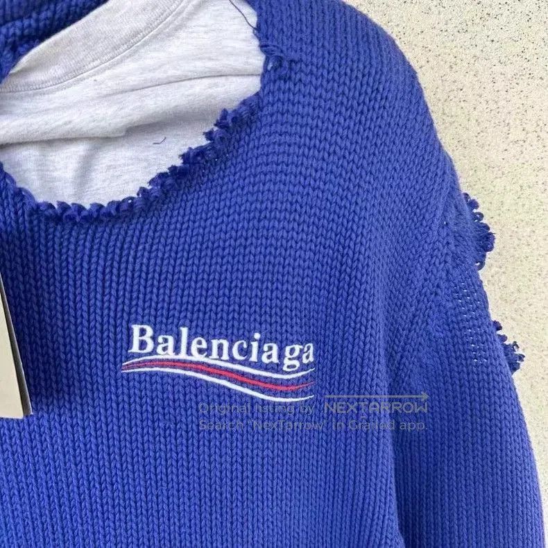 Balenciaga Balenciaga Blue Distressed Fake Two. Size US XS / EU 42 / 0 - 3 Thumbnail