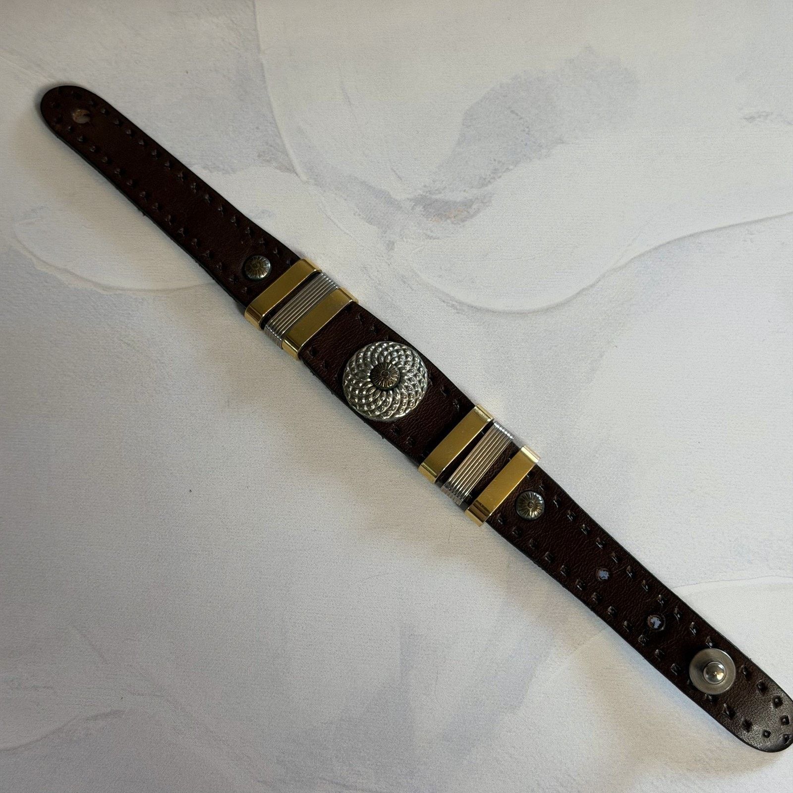 Vintage VTG 1980s Rustic Western Leather Concho Adjustable Bracelet Size ONE SIZE - 8 Thumbnail