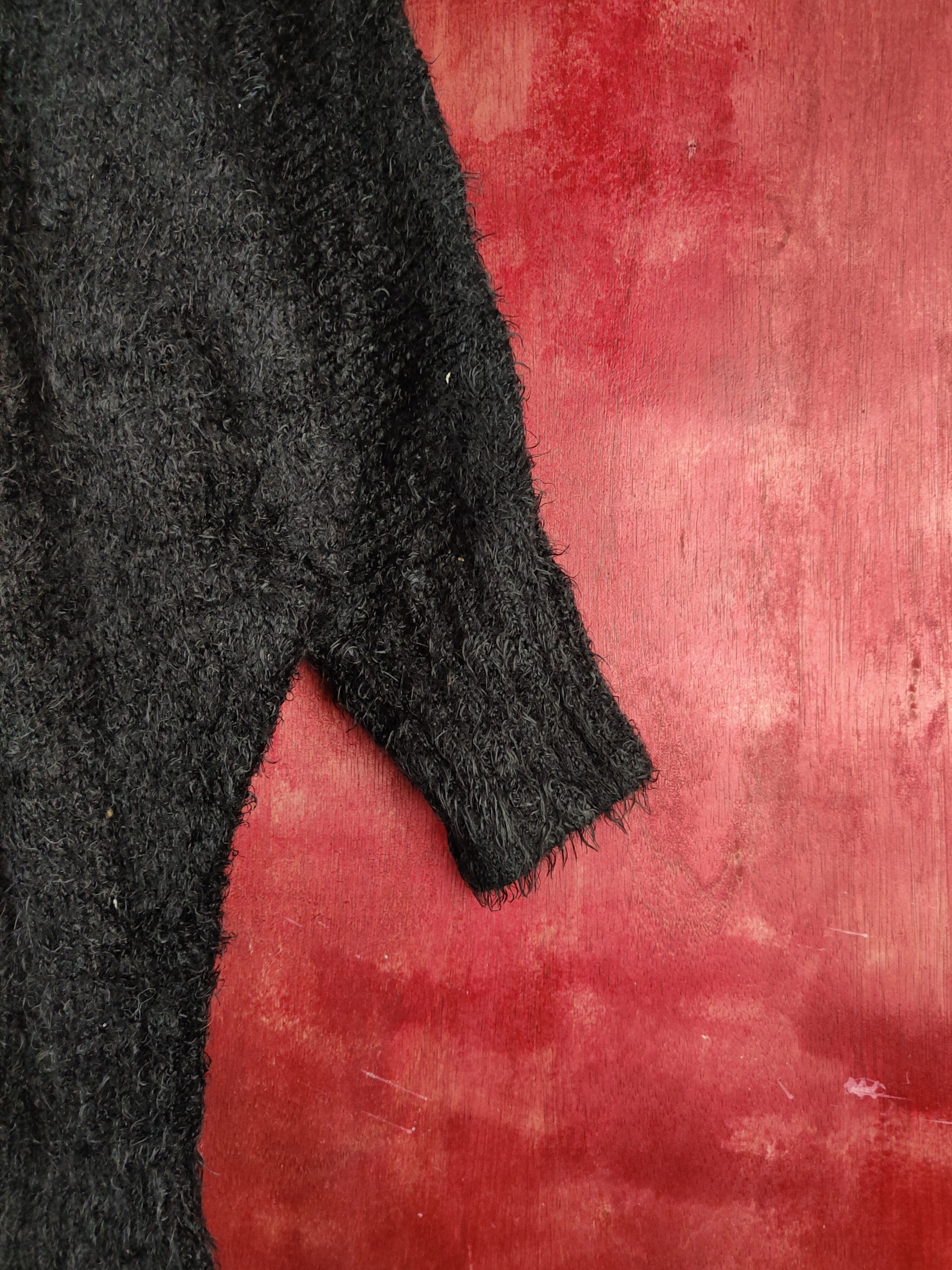 Homespun Knitwear Dialle&Laisenn Black Shag Shaggy Fur Mohair Knitwear #S2193 Size L / US 10 / IT 46 - 6 Thumbnail