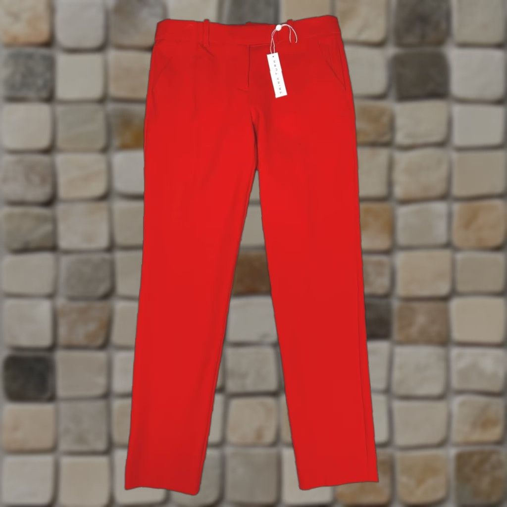Trina Turk Trina Turk Dress Pants Womens 6 Red Stretch Mid Rise Skinny Leg Business New Dress Pants Slim Modern Casual Size 24" / US 00 / IT 34 - 1 Thumbnail
