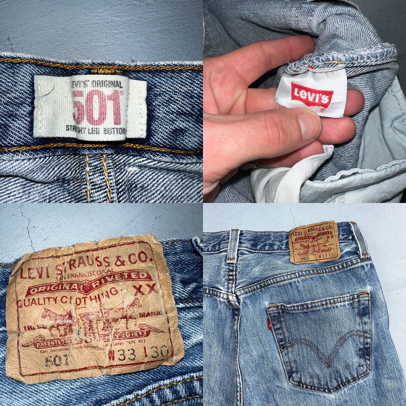 Levi's Levi's 501 Levi's Jeans Vintage 501 Straight Jeans Blue Light Wash 33x30 Mens Regular Jeans 90s Vintage Size US 33 - 9 Thumbnail