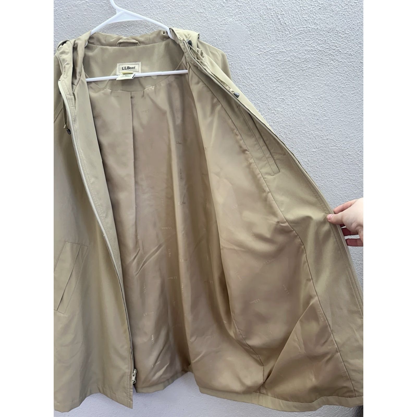 Vintage L.L. Bean Womens Jacket Size Petite Large Tan Zip Up Hooded Trench Coat Size L / US 10 / IT 46 - 6 Thumbnail