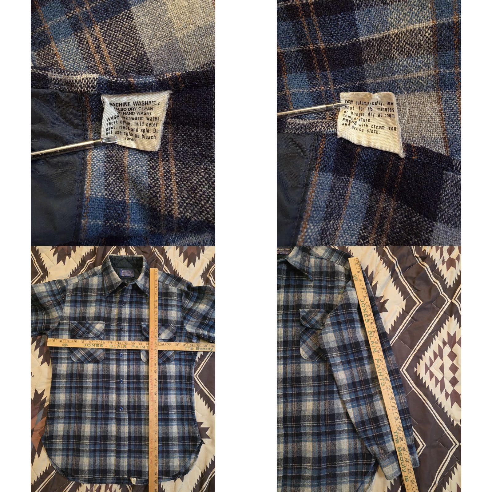 Pendleton VINTAGE Pendleton Button-Up Shirt Mens Medium Wool Flannel Blue Plaid EUC Size US M / EU 48-50 / 2 - 8 Thumbnail