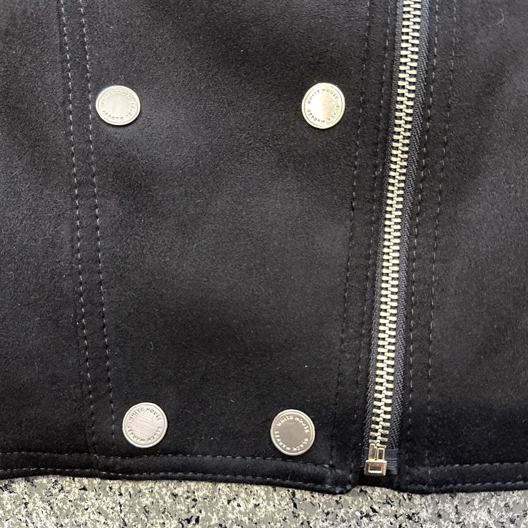 White House Black Market VINTAGE White House Black Market Suede Moto Jacket Womens 6 Black WHBM Jacket Women Black 90s Motorcycle Style Prints No Abbrev Size M / US 6-8 / IT 42-44 - 2 Thumbnail