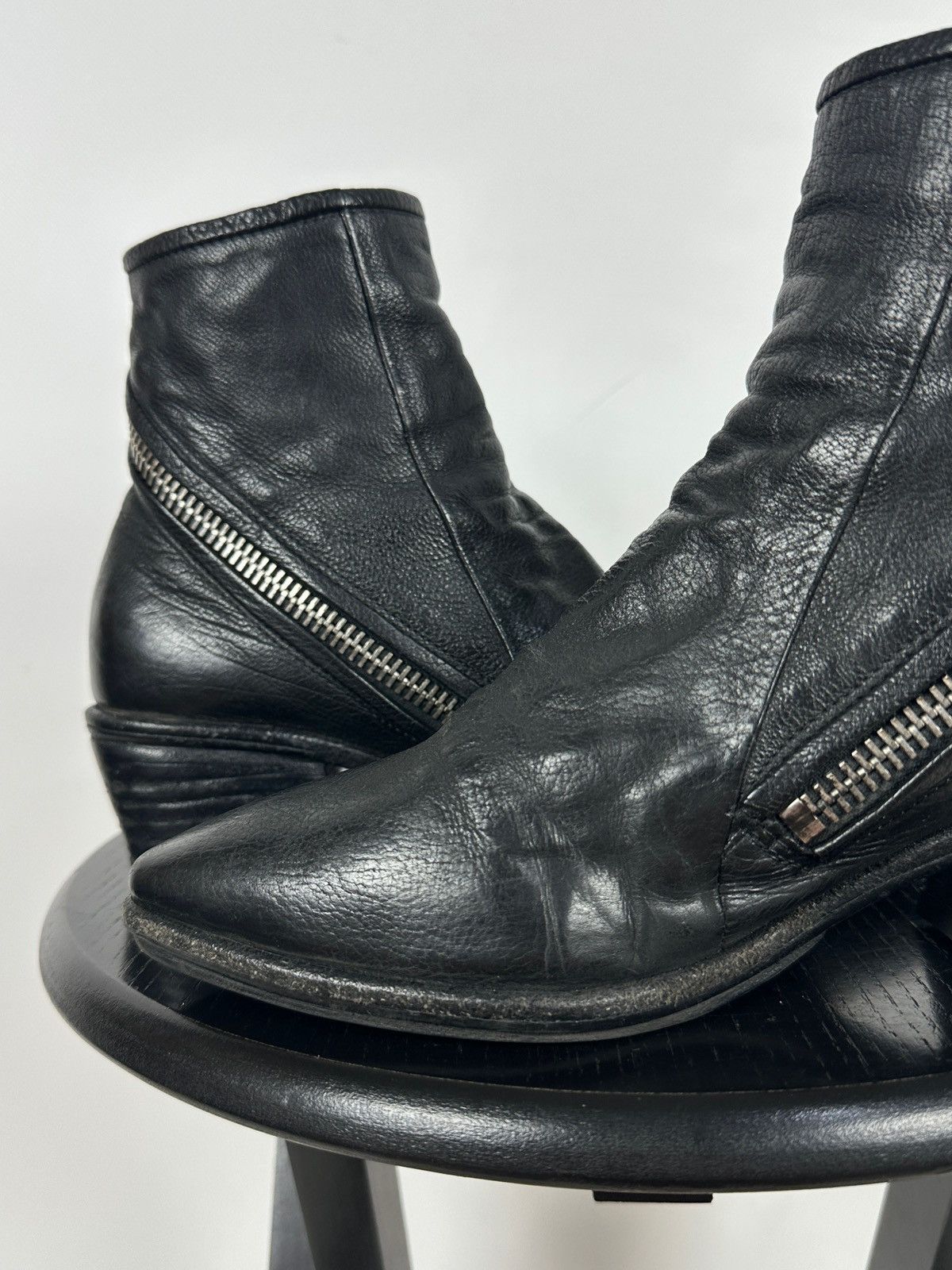 A.S.98 A.S.98 Black Leather Zipper Ankle Boots Size US 7 / IT 37 - 20 Thumbnail