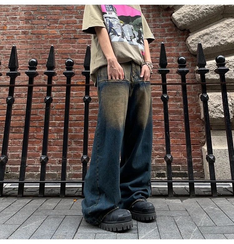 Japanese Brand Wide Leg Jean Pant Size US 30 / EU 46 - 2 Thumbnail