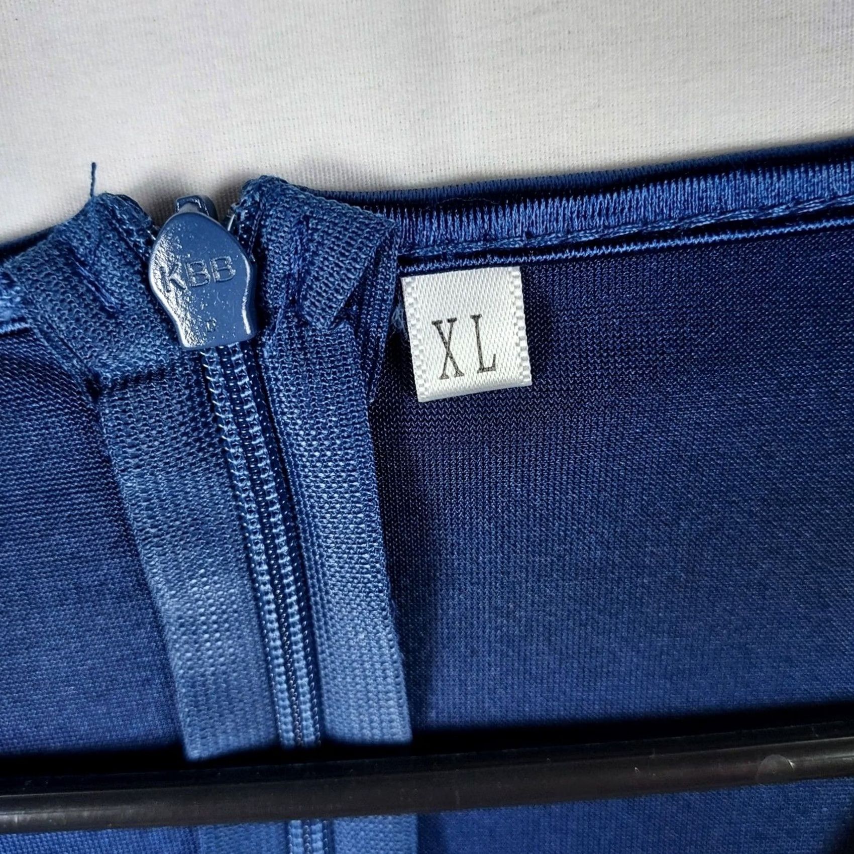 Vintage Yajedo Satin V-Neck Dress Size XL Blue Party/Cocktail Long Sleeve New Size XL / US 12-14 / IT 48-50 - 4 Thumbnail