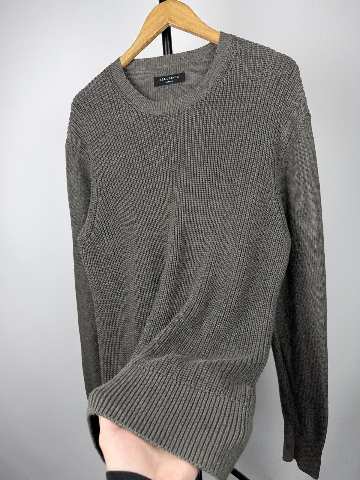 Allsaints Avant GardeAllSaints Grey Vertical Rib Knit Crewneck Sweater Size US M / EU 48-50 / 2 - 5 Thumbnail