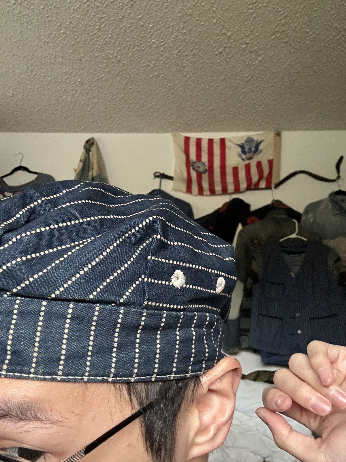 Sugar Cane Union Stifel Striped Newboys wabash conductor kountry cap Size ONE SIZE - 17 Thumbnail