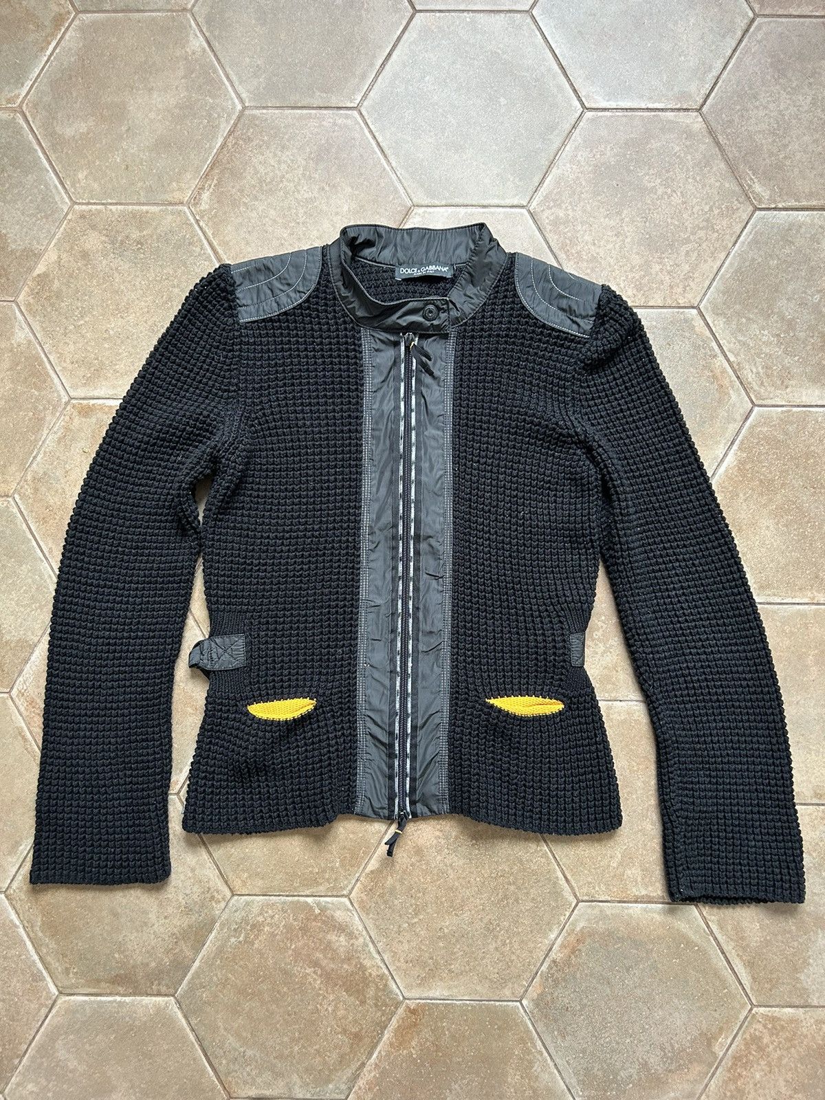 image of Dolce Gabbana Zip Sweater in Black, Women's (Size Medium)