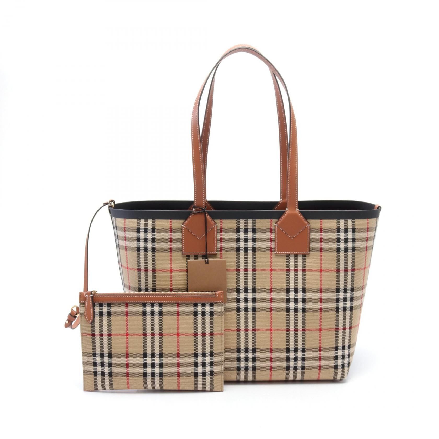 Burberry Burberry Handbag Tote Bag Canvas Leather Beige Brown Multicolor Size ONE SIZE - 1 Thumbnail