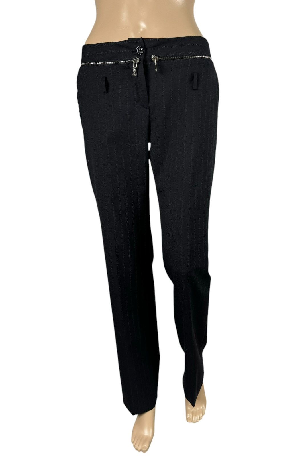 Dolce & Gabbana × Vintage Dolce & Gabbana Striped Dress Pants Virgin Wool Zips Decor Size 26" / US 2 / IT 38 - 3 Thumbnail