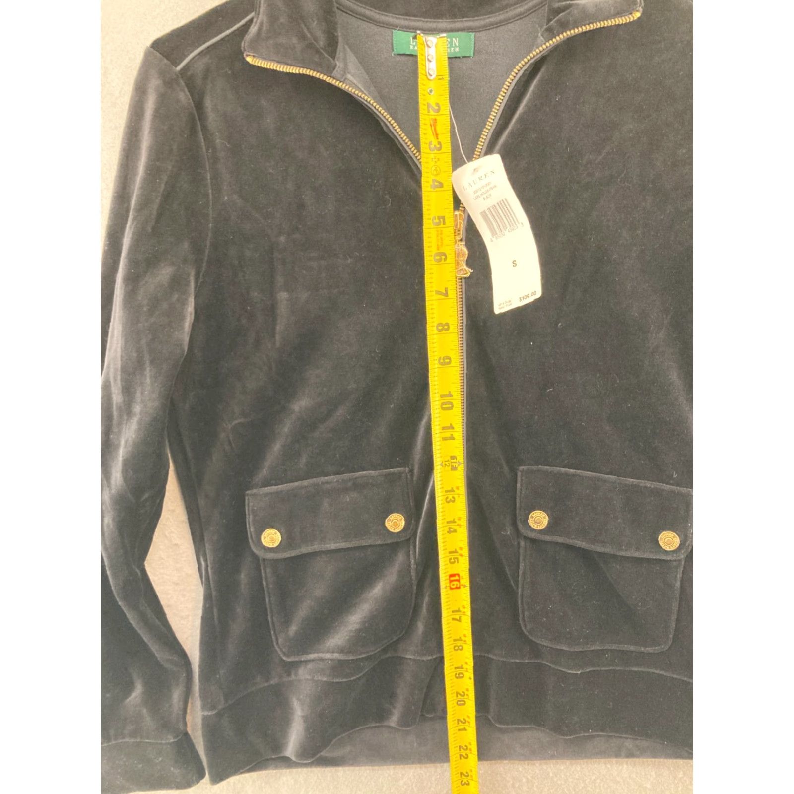 Ralph Lauren VINTAGE Lauren Ralph Lauren Full Zip Velvet Velour Jacket Womens Petite S Black Crest Size S / US 4 / IT 40 - 3 Thumbnail