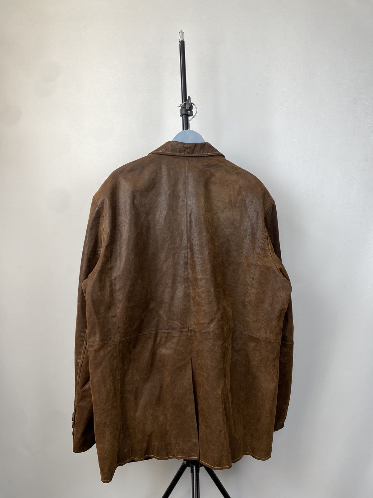 Japanese Brand × Vintage Avant Garde 90s Brown Leather jacket blazer Size US L / EU 52-54 / 3 - 5 Thumbnail