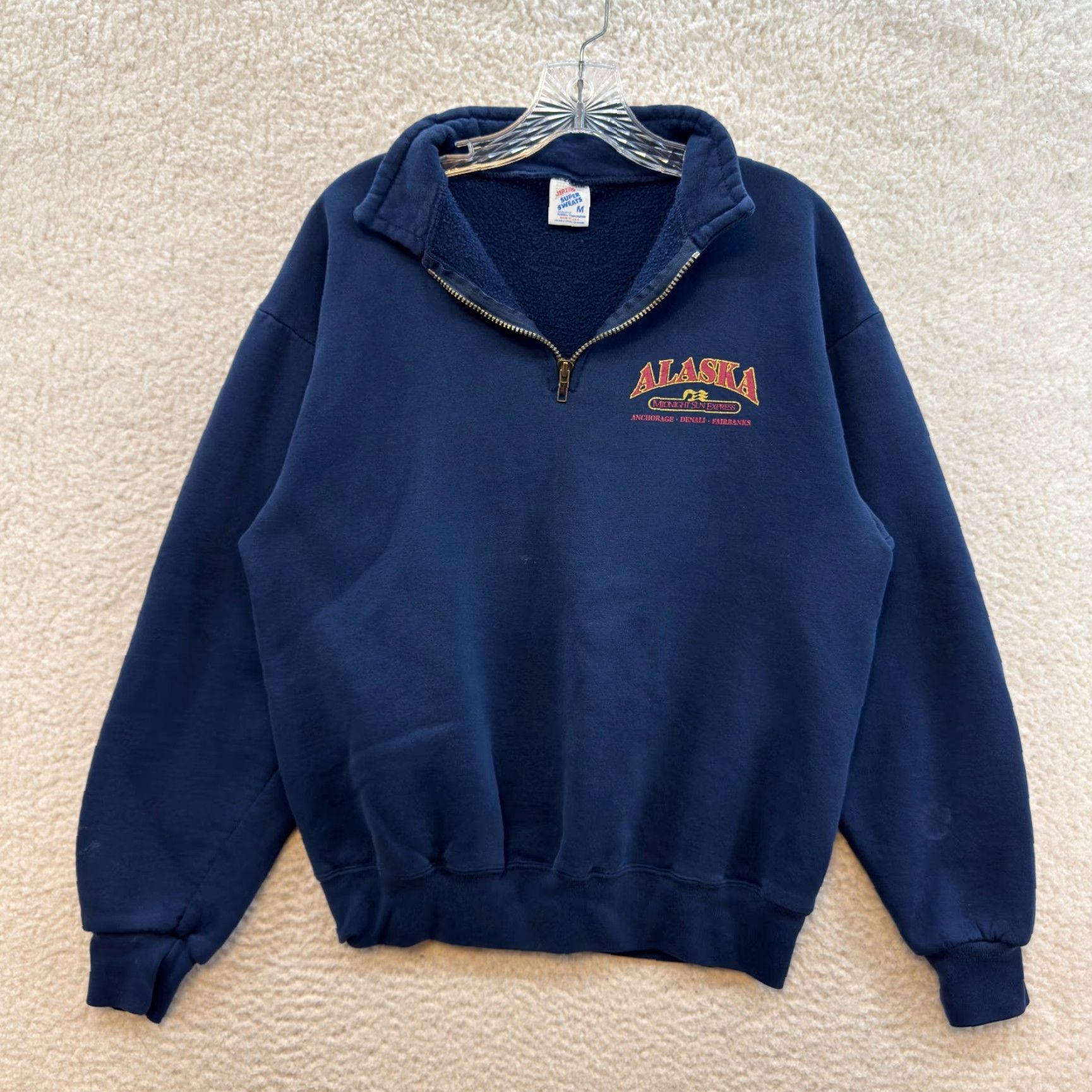 Jerzees VINTAGE Jerzees 1/4 Zip Sweatshirt Sweater Womens Medium Navy Alaska Pullover M Blue Shirt Size M / US 6-8 / IT 42-44 - 2 Thumbnail