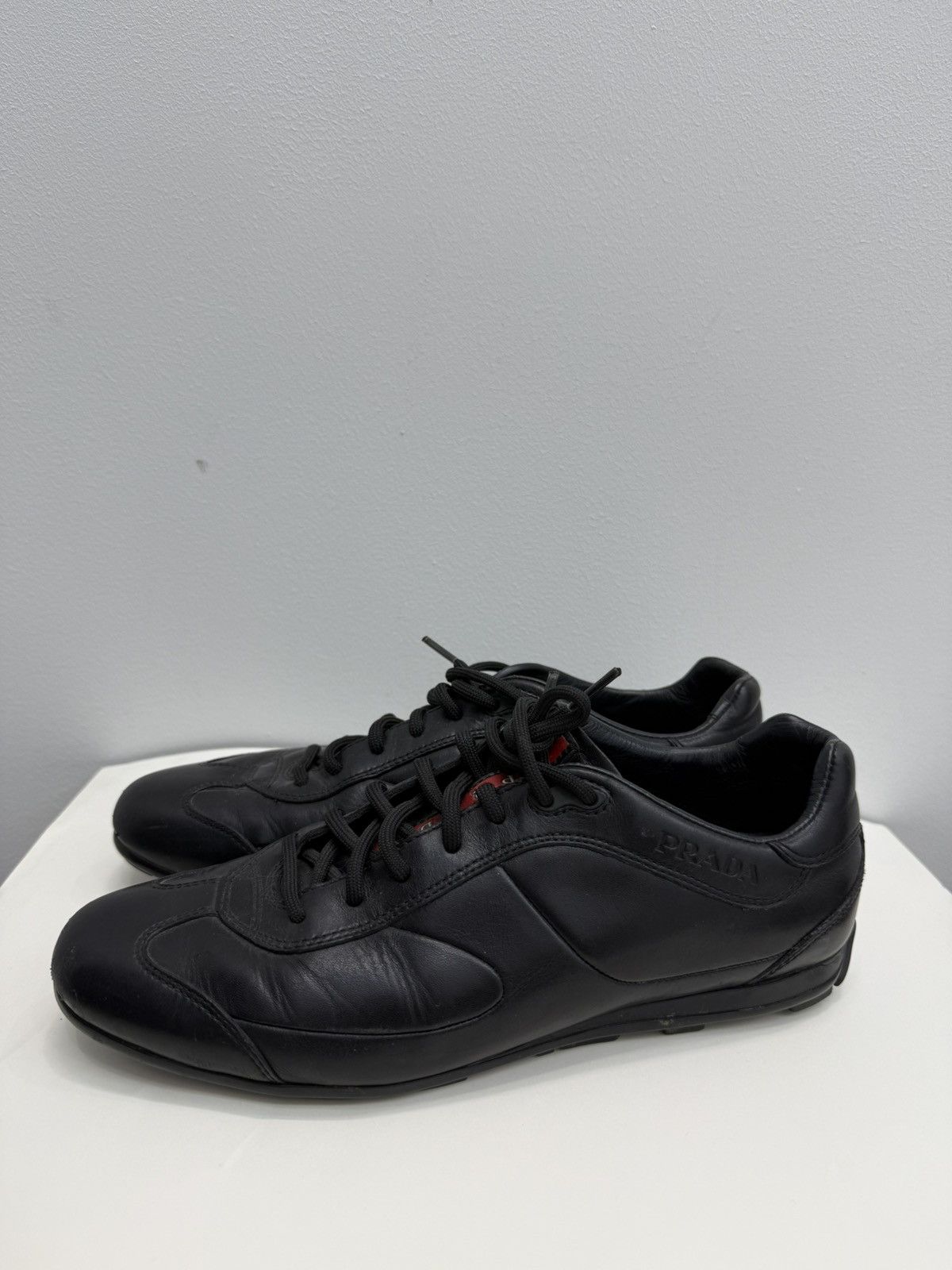 Prada Vintage Prada Red Label Black Leather Sneakers Size US 8 / IT 38 - 1 Thumbnail