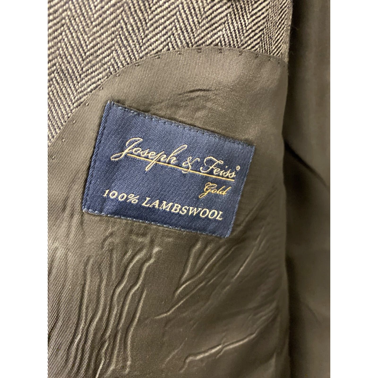 Joseph VINTAGE Joseph & Feiss Gray Wool Blazer Men 44 Regular Herringbone Single-Breasted Suit Jacket Size 44R - 8 Thumbnail