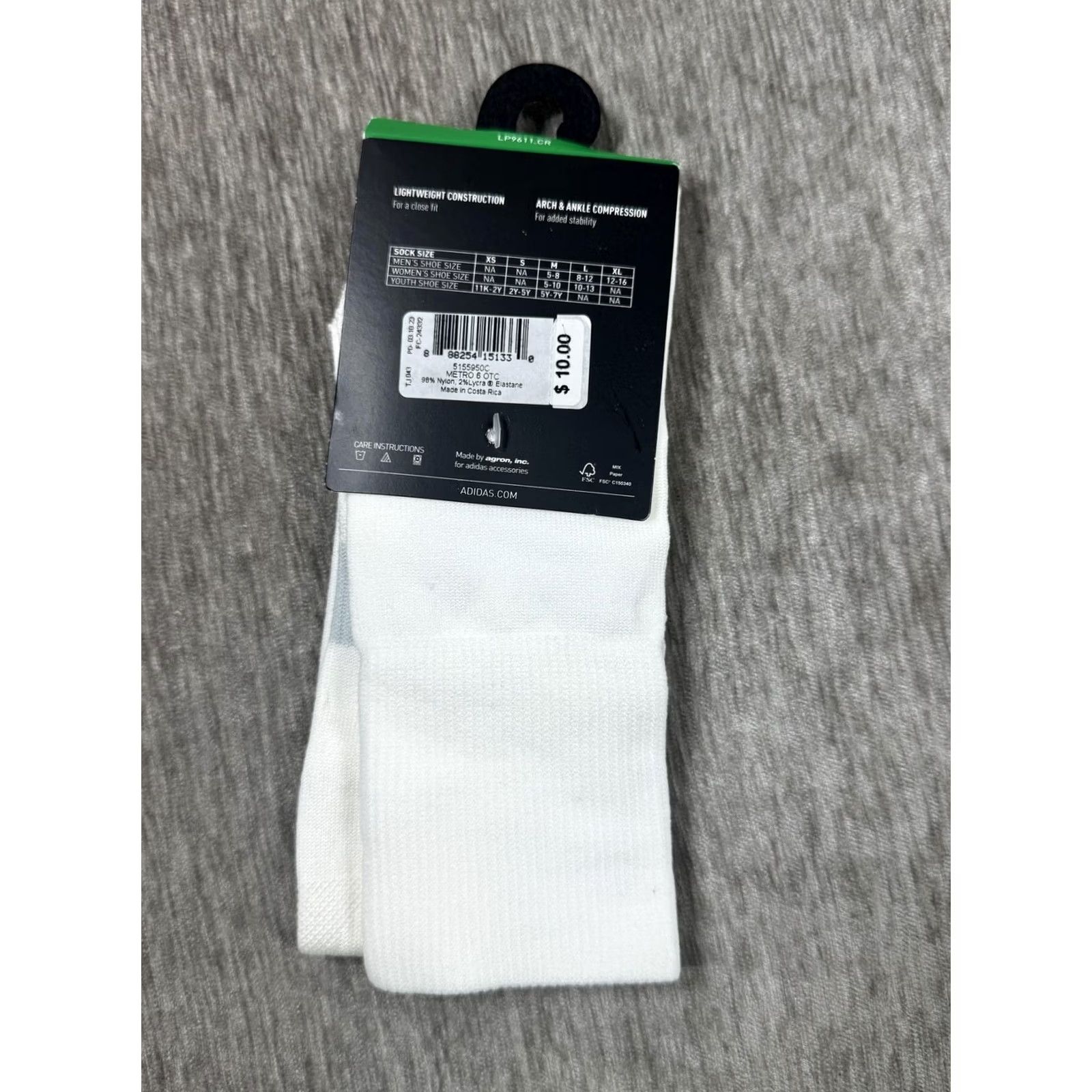 Adidas adidas Soccer Metro Socks Mens Medium White Arch & Ankle Compression Lightweight Socks Size ONE SIZE - 3 Thumbnail