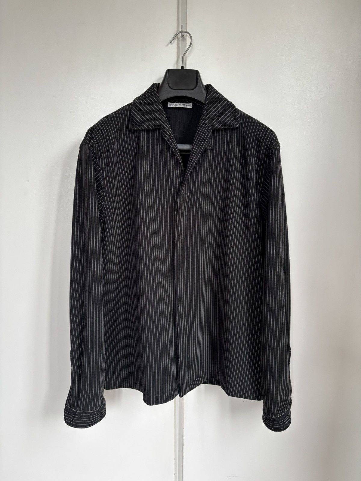 Emporio Armani 90s Emporio Armani Pinstripe Concealed Button Shacket Size US M / EU 48-50 / 2 - 3 Thumbnail