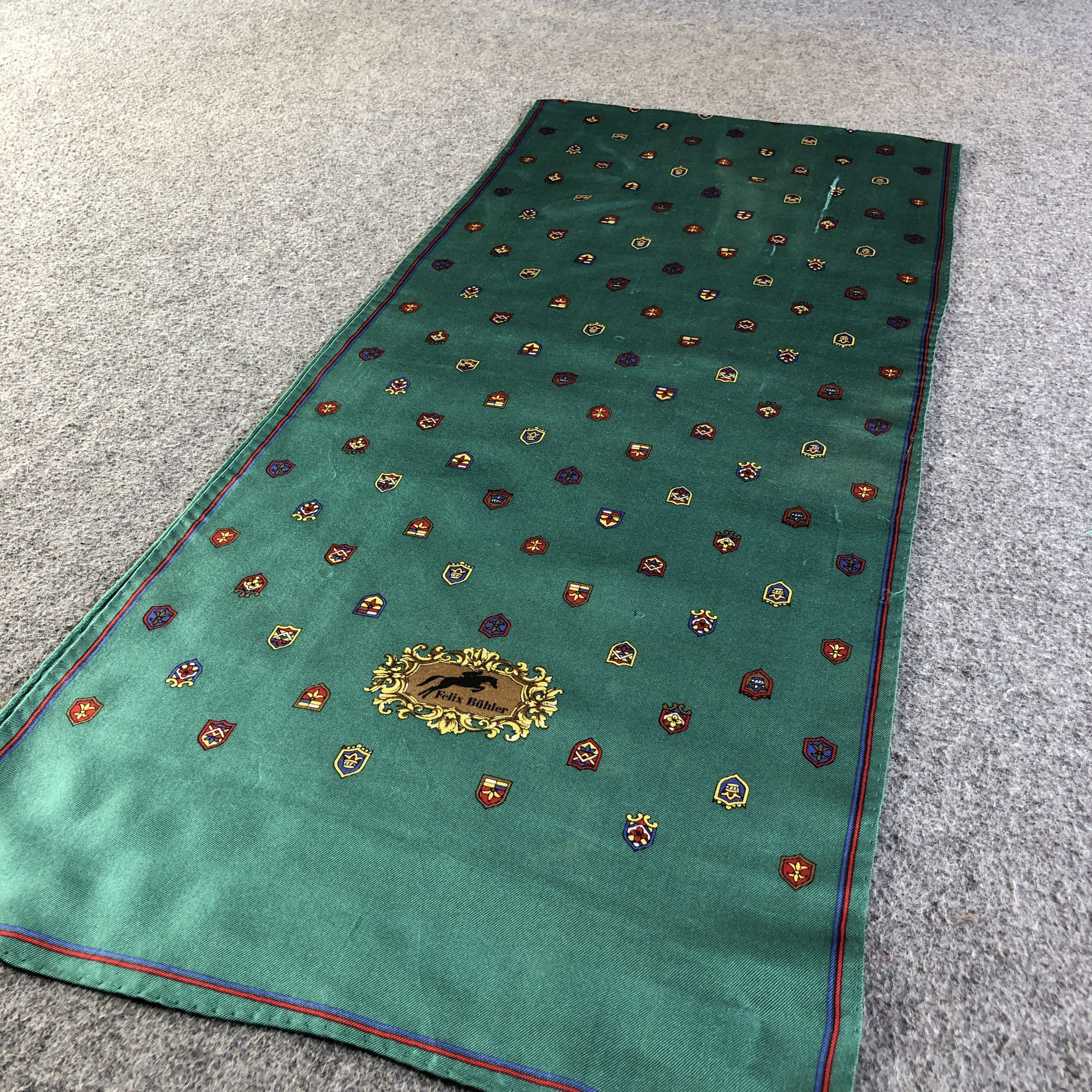 Vintage Felix Buhler Coats of Arm Hand Rolled Silk Scarf Stole M1028 Size ONE SIZE - 3 Thumbnail