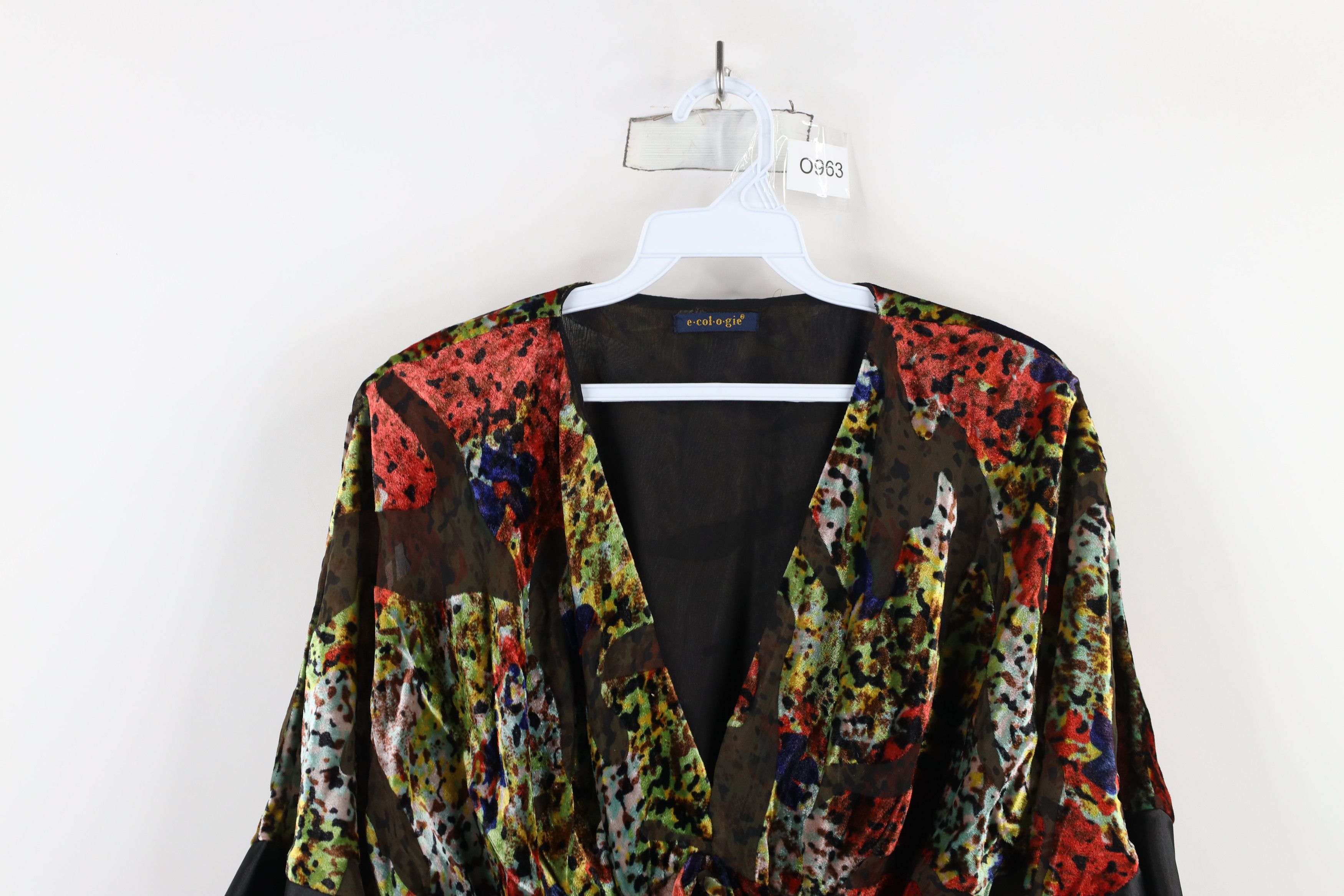Vintage Vintage 90s Y2K Babydoll Abstract Velour Kimono Style Shirt Size XL / US 12-14 / IT 48-50 - 2 Thumbnail
