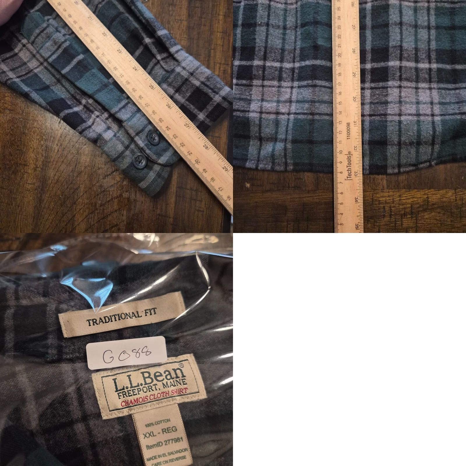 Vintage L.L. Bean Shirt Men 2XL Green Plaid Flannel Long Sleeve Button-Up Chamois Cloth Heavy G088 Size US XXL / EU 58 / 5 - 8 Thumbnail