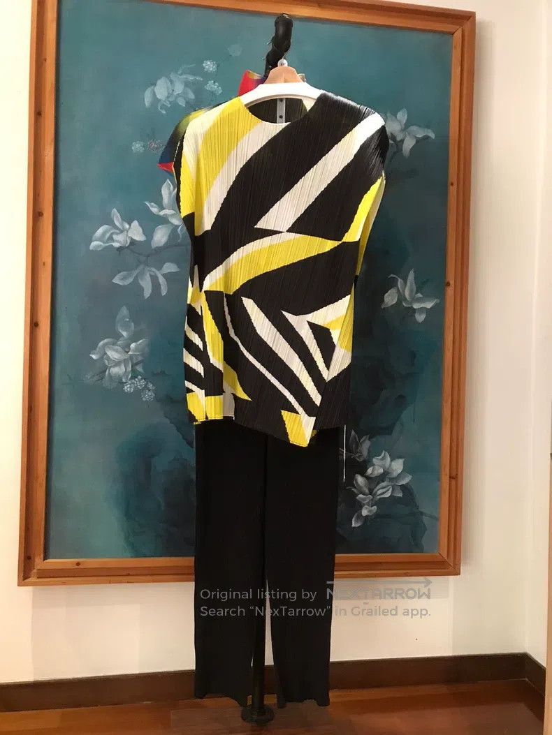 Issey Miyake Issey Miyake Yellow Geometric Long Top Size L / US 10 / IT 46 - 4 Thumbnail