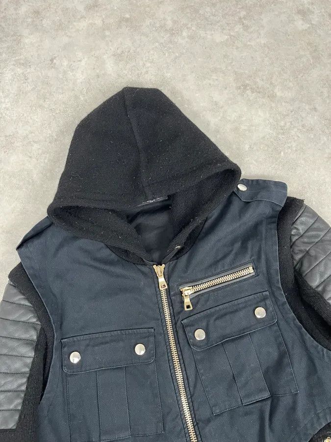 Balmain 2010s Balmain Hooded Hybrid Patchwork Zip Jacket Size US S / EU 44-46 / 1 - 4 Thumbnail