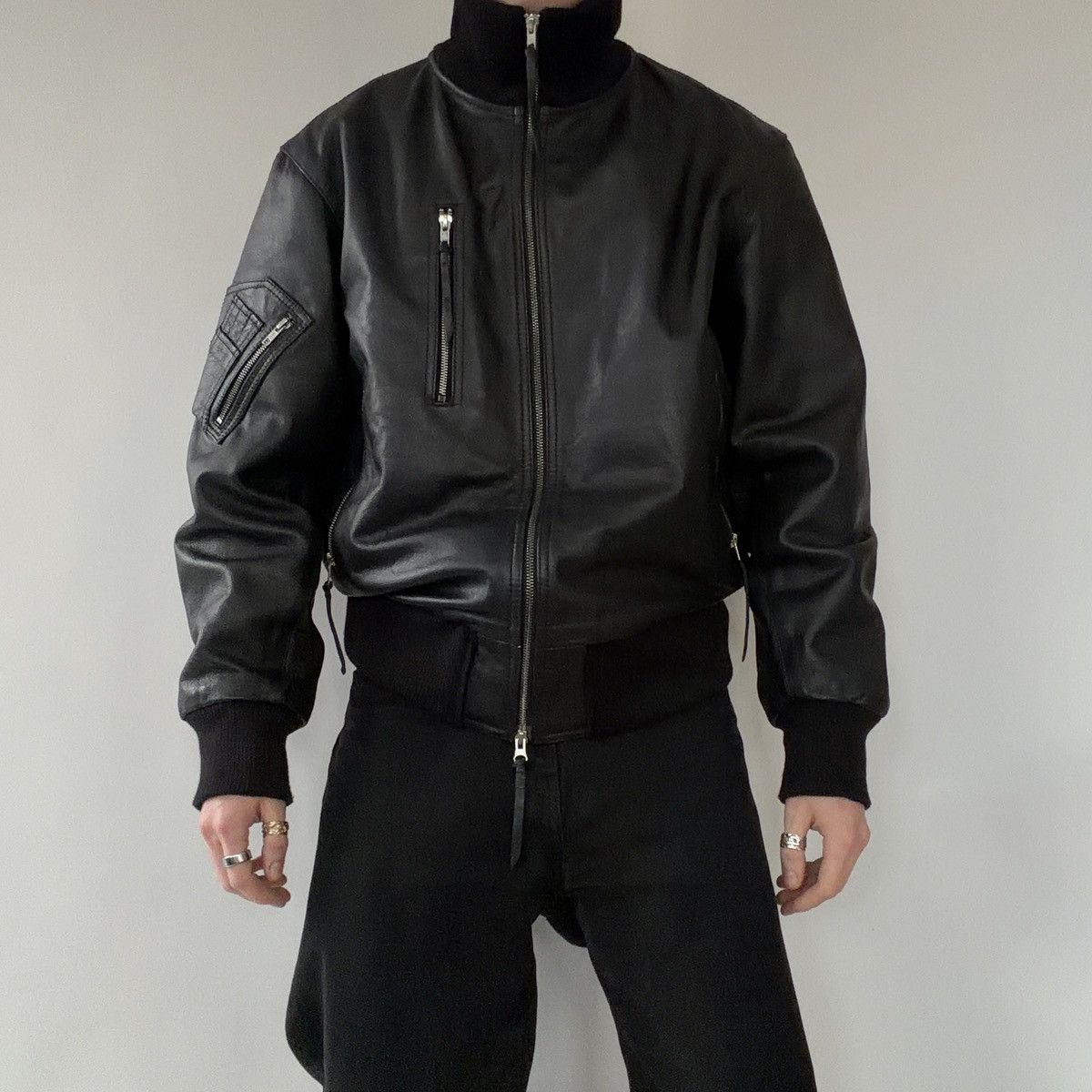 MIL-TEC Mil-Tec German Black Leather Pilot Jacket Size US L / EU 52-54 / 3 - 1 Thumbnail