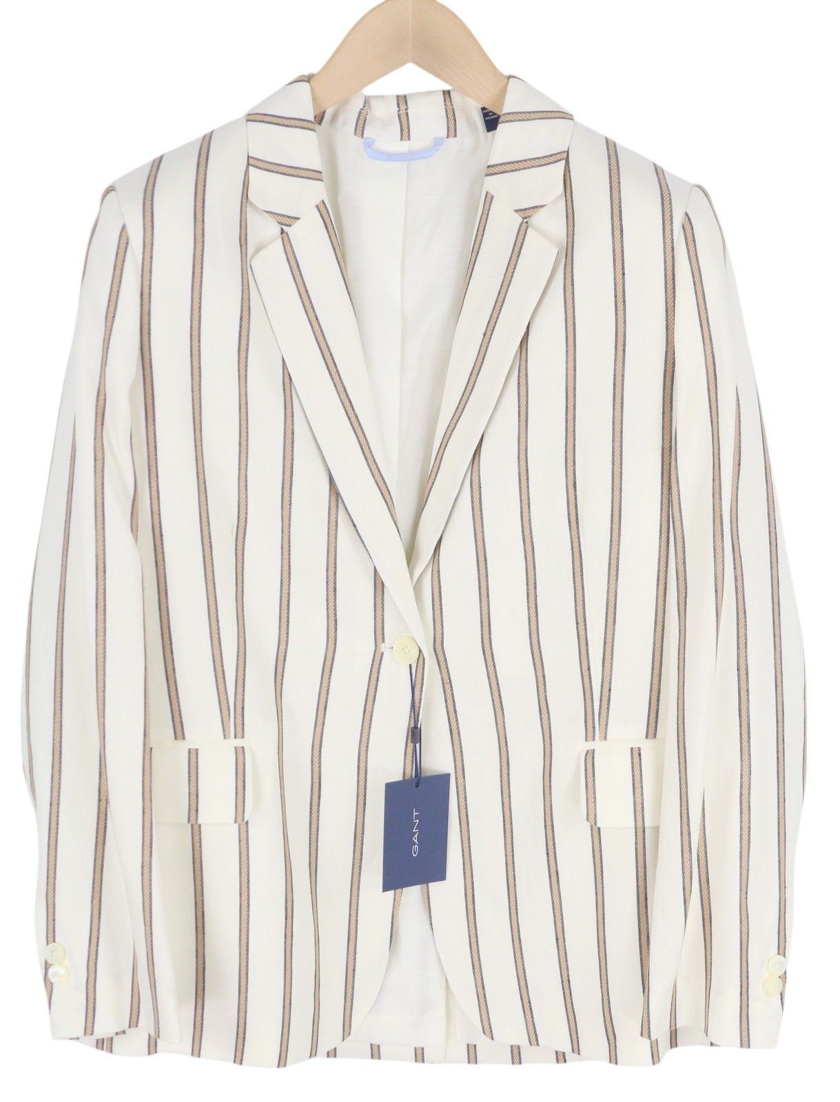 Gant STRIPE LINEN EU38 Off-White Linen Notch Blazer 85337 Size M / US 6-8 / IT 42-44 - 1 Thumbnail