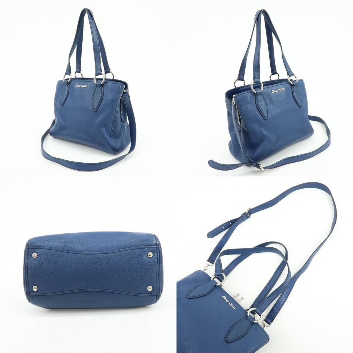 Miu Miu Miu Miu Calfskin Shoulder Bag Blue Size ONE SIZE - 3 Thumbnail