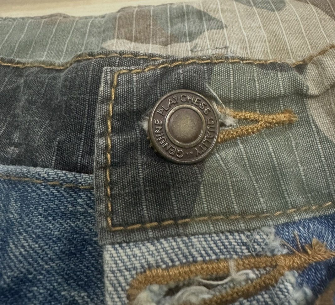 Comme des Garcons × Undercover Playchess Japan Double Waist Distress Patchwork Denim Jeans Size US 35 - 10 Thumbnail