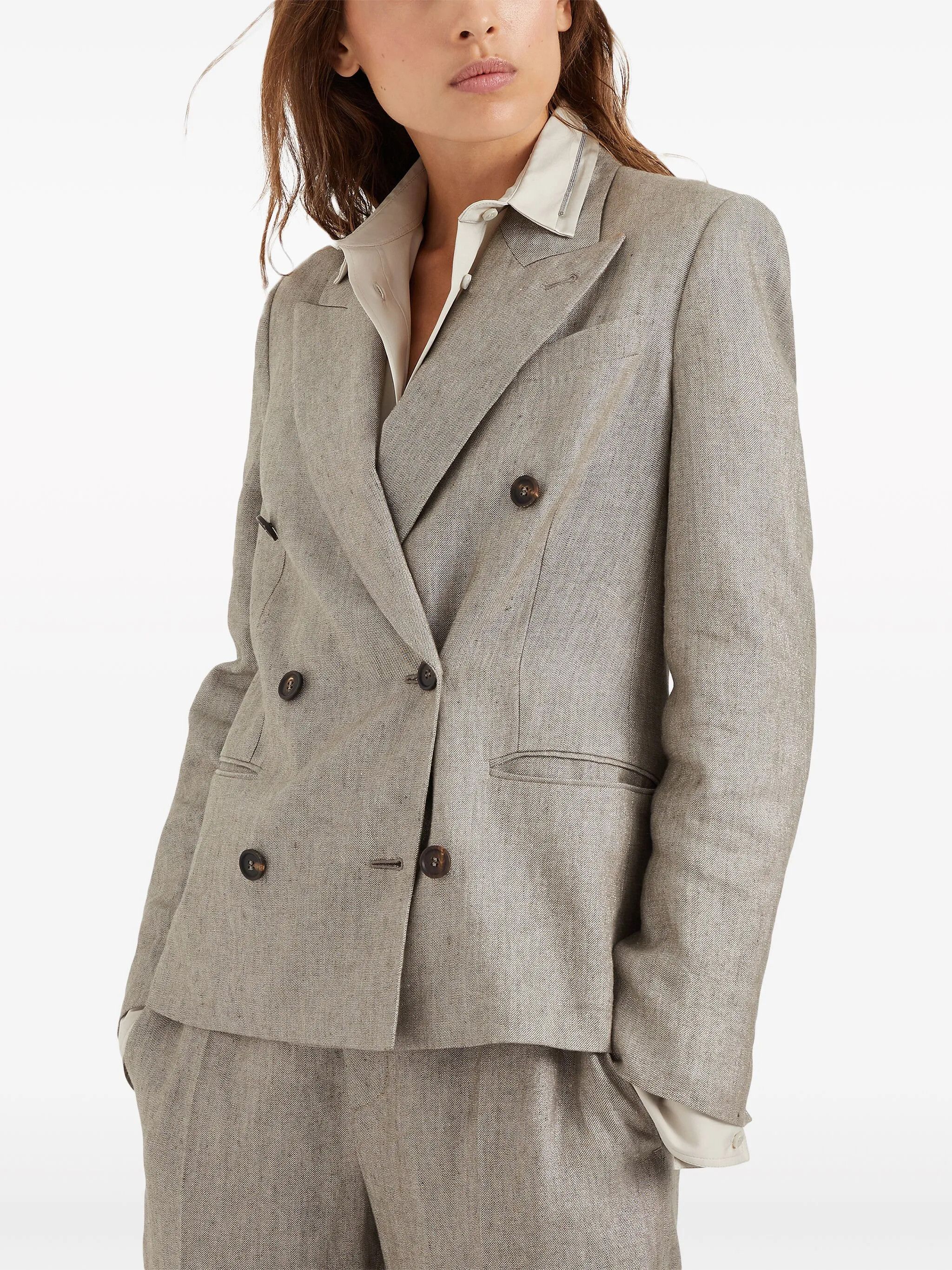 Brunello Cucinelli o1y0725 Blazer in Khaki Size XS / US 0-2 / IT 36-38 - 4 Thumbnail