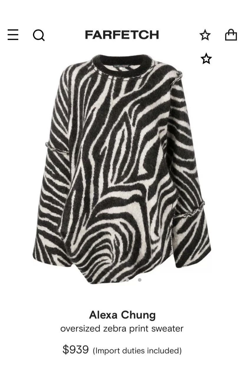 Alexa Chung BNWT $939 Alexa Chung Oversized Zebra Print Mohair Sweater Size S / US 4 / IT 40 - 2 Thumbnail