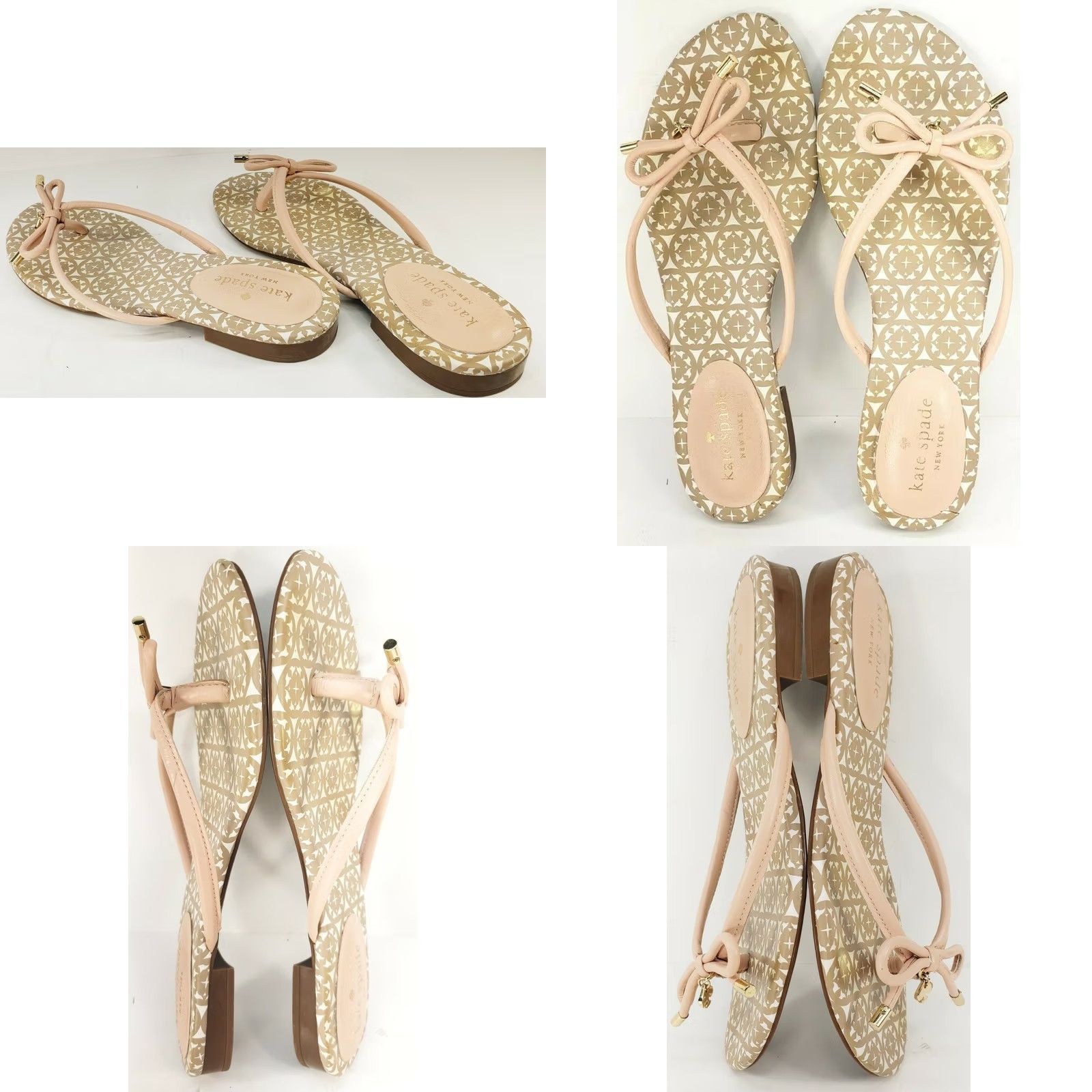 Vintage Kate Spade Sandals Womens 7M Casual Comfort Slide On Thong Flip Flops Pink Bow and Straps - Excellent Condition Size US 7 / IT 37 - 8 Thumbnail