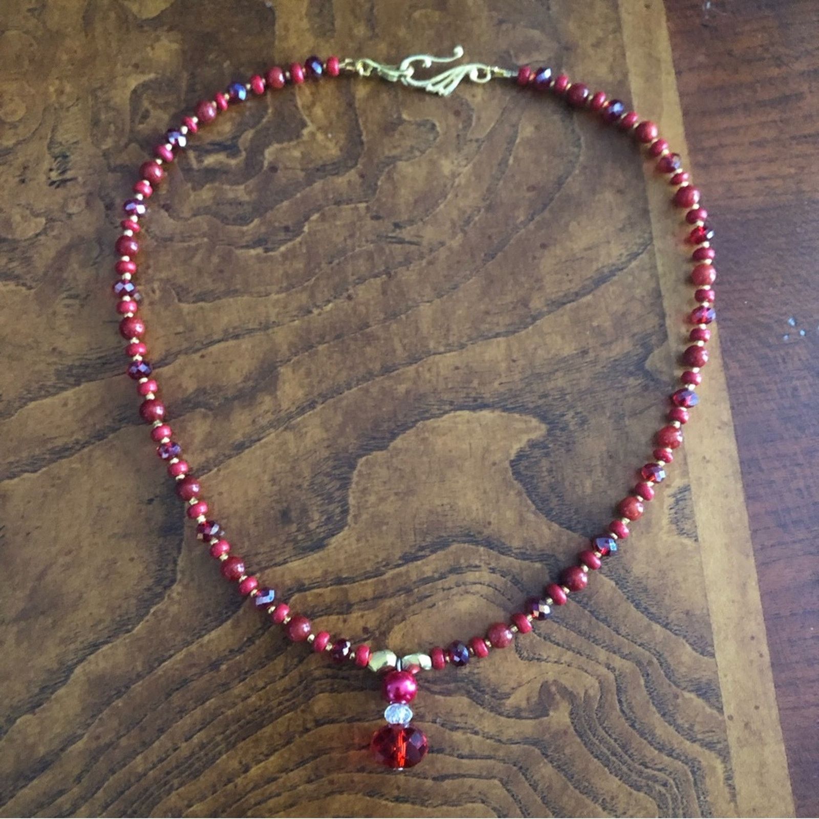 Handmade Handcrafted repurpose carnelian glass crystal necklace Size ONE SIZE - 9 Thumbnail