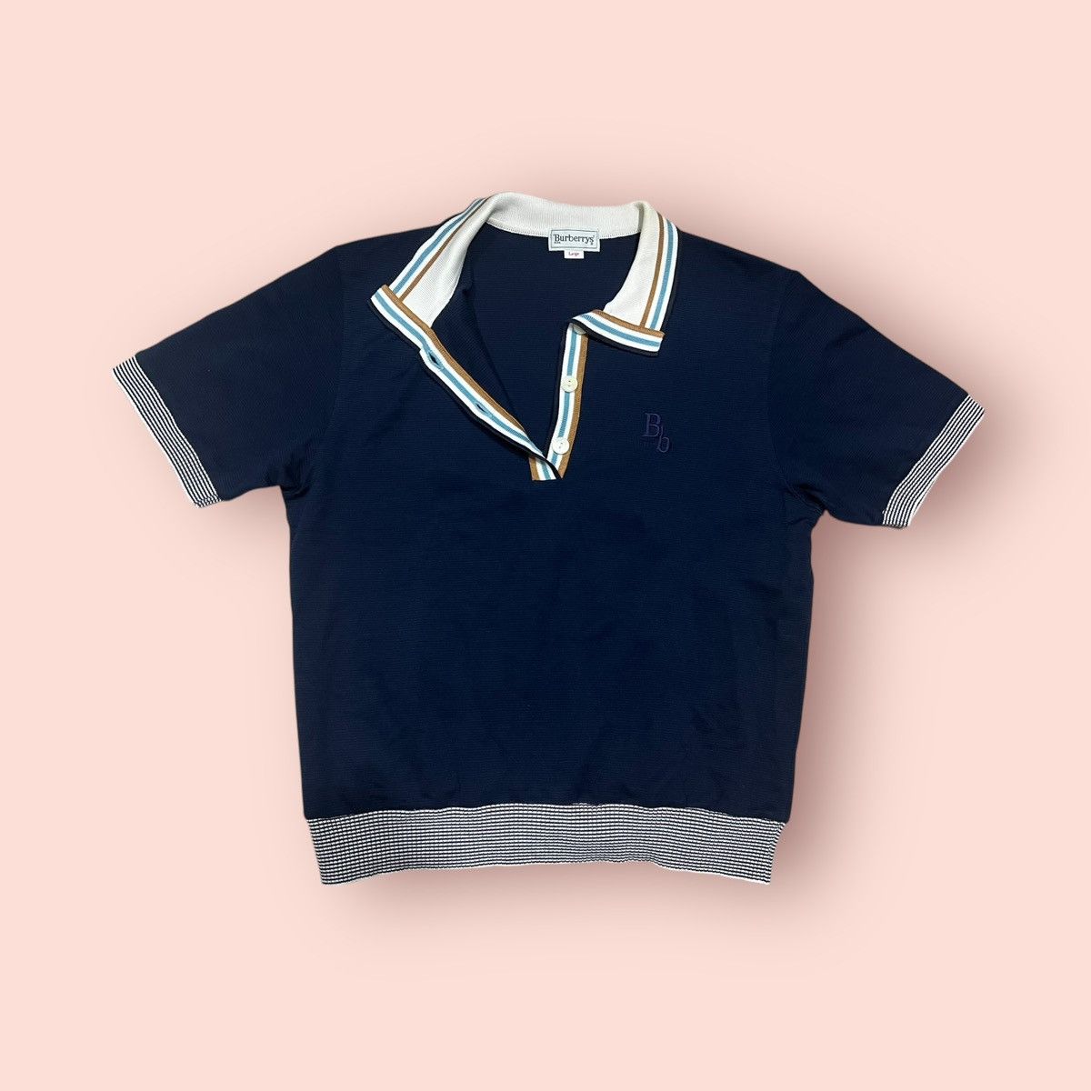Burberry VINTAGE BURBERRYS REED RINGER CROP POLO SHIRT Size US M / EU 48-50 / 2 - 10 Thumbnail