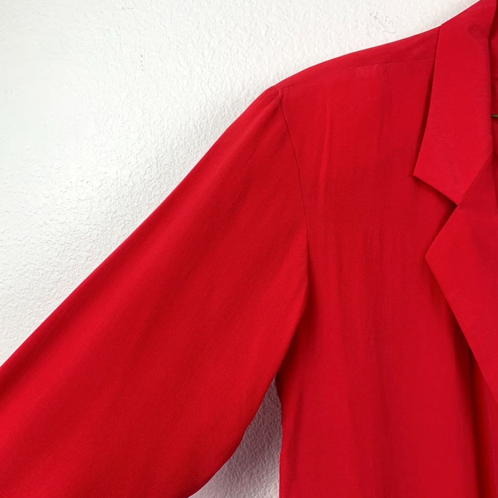 Vintage VINTAGE 1990s Silk Time Red Silk Suit Jacket Blazer One Button Womens M Size M / US 6-8 / IT 42-44 - 2 Thumbnail